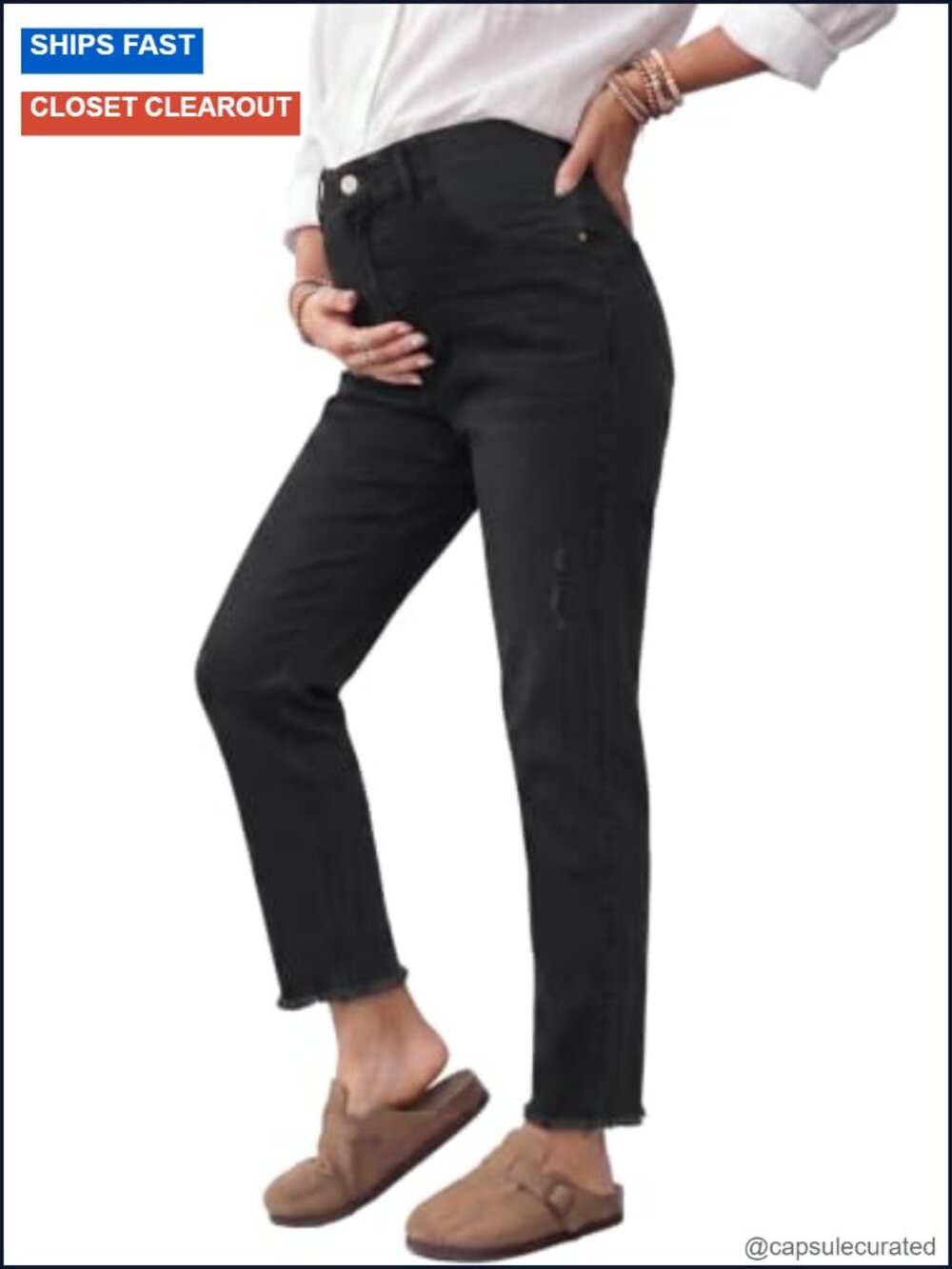 Maternity Jeans High Waist Slim Fit Stretchy Denim